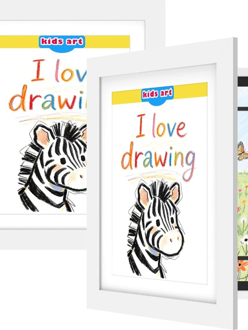 2-Pack 10x12.5 White Wooden Kids Art Frame with Magnetic Door – Display for 3D A